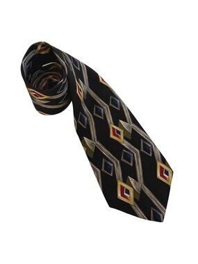 Surrey Silk Tie Geometric Black Red Mens Necktie Accessory Office Formal Gift